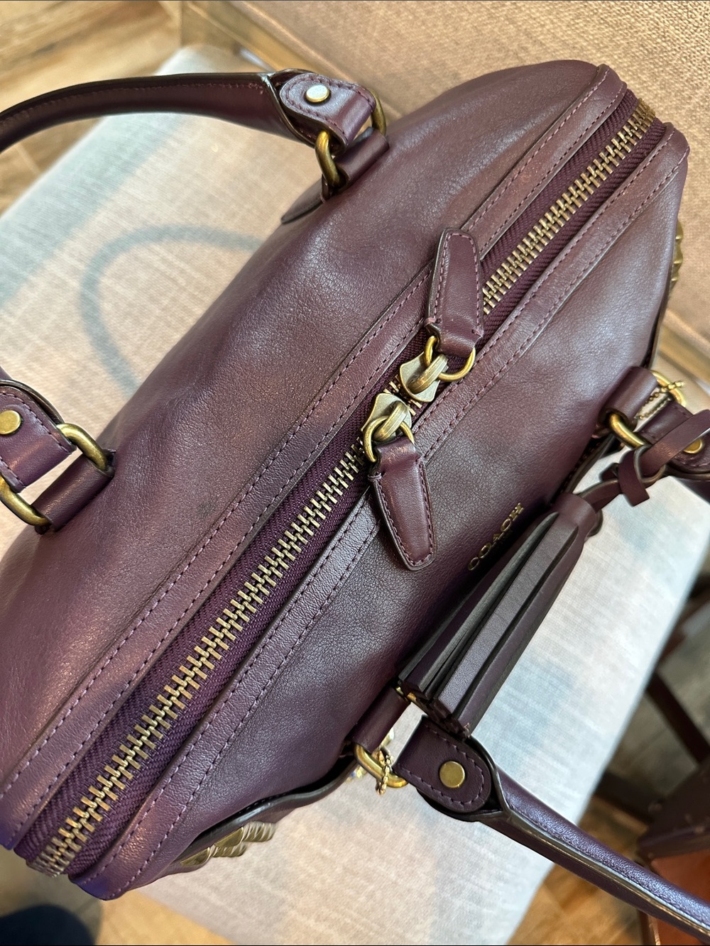 Coach Legacy Studded Haley Satchel. Plum/purple .Style 26404 - Picture 10 of 16